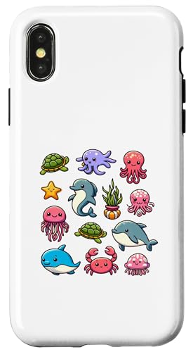 Hülle für iPhone X/XS Bunte Meerestiere für Kinder, niedliche Meerestiere von Oceanic Biodiversity Marine Life Clothing for Kids