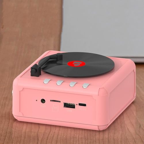 Tragbares FM-Radio, Retro-CD-Player, mit Breitbandlautsprecher, für Picknicks, Partys oder andere Abenteuer unterwegs, 118 x 118 x 65 mm (Rosa) von Oceanlend