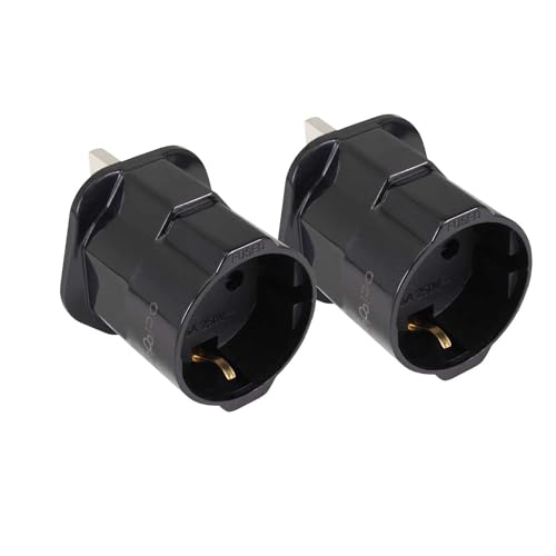 OcioDual 2X Europäischers zu UK Stecker Adapter, Reisestecker Adapter, Typ C, E und F zu Typ G Stecker, Modell YD-1310, 250V/13A Schwarz, 2-Pin zu 3-Pin Konverter, CE/RoHS Zertifizierung. von OcioDual