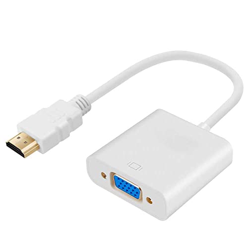 OcioDual HDMI-zu-VGA-Adapter, 1080P, HDMI-zu-VGA-Kabel, Adapter für PC, TV, Monitore, Laptops, Videosignalkonverter, HDMI-Eingang zu VGA-Ausgangskabel, Weiß von OcioDual