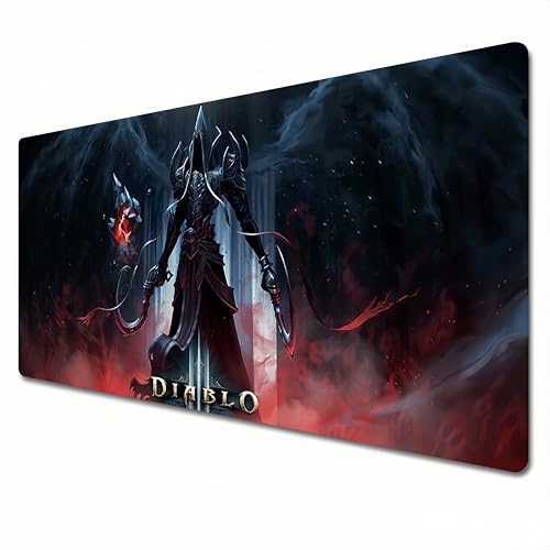 Diablo Mauspad, XXL, Schwarz und Rot, großes Gaming-Mauspad, 900 x 400 cm, geeignet für Büro, Arbeitszimmer, genähte Kanten (A10, XXL) von Odrys