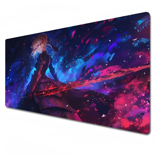 Odrys Mauspad "Fate/Stay Night", XXL, RGB-Gaming-Mauspad, 900 x 400 cm, genähter Rand, Mauspad für Zuhause, Arbeit, Studium. (Altria Pendragon) (A04, XXL) von Odrys