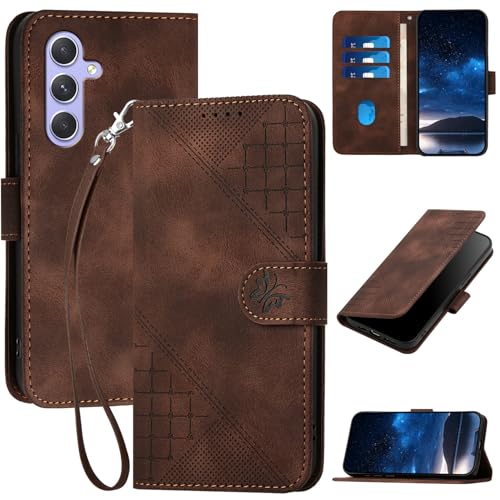 Handyhülle für Samsung Galaxy A55 5G / 4G Hülle Klapphülle Premium Lederhülle Geldbörse [Kartenfächer] Klappbar Flip Schutzhülle Wallet Handytasche Case [Magnetverschluss] [Standfunktion] -Braun von Oduio