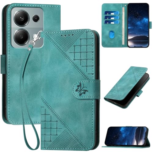 Handyhülle für Xiaomi Redmi Note 13 Pro 4G / Poco M6 Pro Hülle Klapphülle Premium Lederhülle Geldbörse [Kartenfächer] Klappbar Flip Schutzhülle Wallet Case [Magnetverschluss] [Standfunktion] -Grün von Oduio