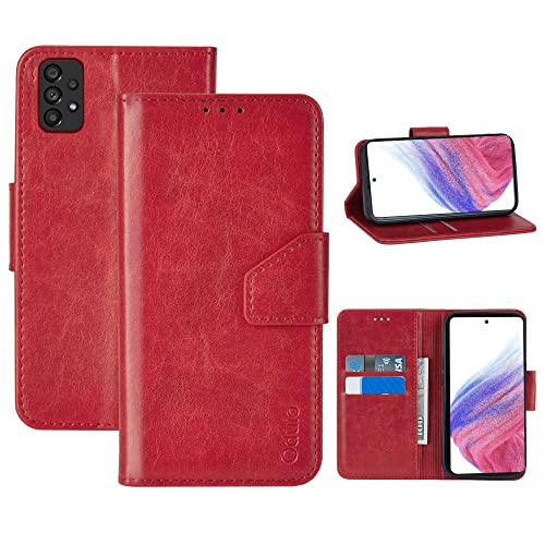 Hülle Samsung Galaxy A53, Handytasche mit Standfunktion Magnetverschluss PU Lederhülle Handyhülle Flip Case [RFID Schutz] [Stoßfeste ] - Rot von Oduio