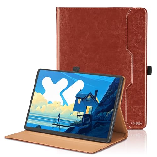 Hülle für Lenovo Tab P12 Pro (2. Generation) 12,7 Zoll 2025 / Lenovo Xiaoxin Pad Pro 12.7 2025 PU Leder Schutzhülle,Multi-Winkel Ansehen Case Dokumentschlitze und Auto Schlaf/Wach Cover -Braun von Oduio