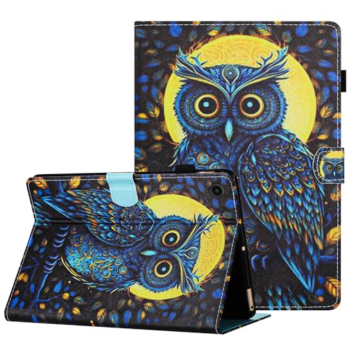 Hülle für Samsung Galaxy Tab A9+/A9 Plus 11 Zoll (SM-X210/ SM-X215/SM-X216) 2023 PU Leder Schutzhülle Stoßfest Flip Cover mit Standfunktion und Kartensteckplatz, Eule von Oduio