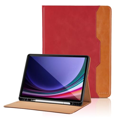 Hülle für Samsung Galaxy Tab S10 Ultra / S9 Ultra 14.6 Zoll 2023 SM-X910/916/918 PU Leder Schutzhülle mit Tasche und Stifthalter, Auto Schlaf/Aufwach Funktion Smart Cover mit Stand Funktion - Rot von Oduio