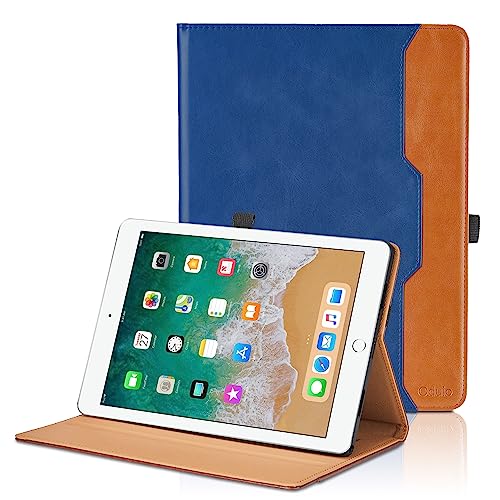 Hülle für iPad Air 2/Air 1/iPad Pro 9.7 2016/iPad 9.7 Zoll 2018/2017 (5./6. Generation) PU Leder Schutzhülle mit Tasche und Stifthalter, Auto Schlaf/Aufwach Funktion - Blau von Oduio