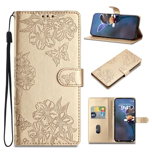 Oduio Hülle für Samsung Galaxy A35 5G/4G Handyhülle PU Leder Klappbar Flip Schutzhülle [Standfunktion] Kartenfach Stoßfeste Handy hülle Lederhülle Cover für Samsung A35 5G/4G, Gold von Oduio