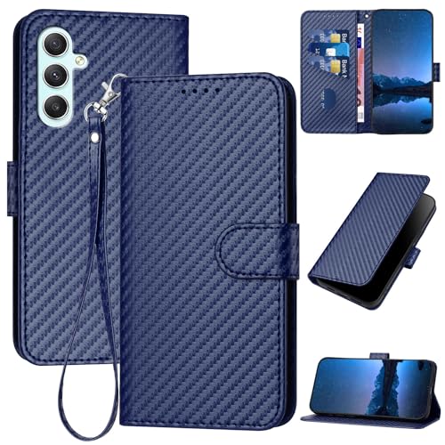 Oduio Hülle für Samsung Galaxy A35 5G / 4G Premium Klappbar Flip Case Tasche [Magnetverschluss] [Standfunktion] Wallet Schutzhülle mit Kartenschlitzen Cover, Dunkelblau von Oduio