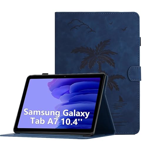 Oduio Hülle für Samsung Galaxy Tab A7 10.4 Zoll 2022/2020 SM-T509 / T500 / T505 / T507 Premium PU Leder Multi-Winkel Folio Schutzhülle mit Kartenschlitz und Auto Schlaf/Wach Funktion, Marineblau von Oduio