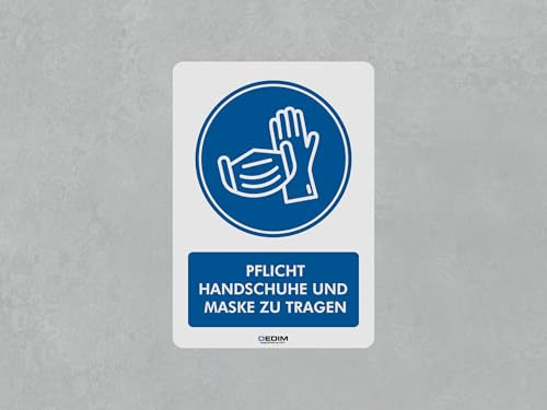 Oedim Handschuhpflicht-Schild, Größe 21x29,7cm, Monomeres selbstklebendes Vinyl-Material, Langlebig und kostengünstig von Oedim