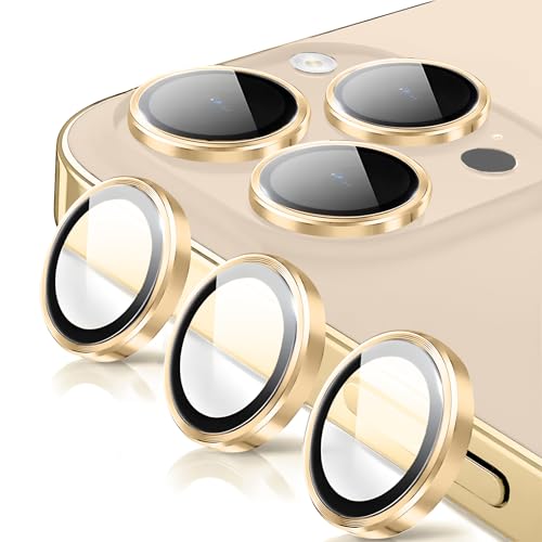 Oelrstfe Kamera Schutz für iPhone 16 Pro/16 Pro Max Kameraschutz,Kratzfest 9H Härte HD Linsenschutz Schutzfolie,Kamera Displayschutz Schutzglas Ultra-Transparent Linse Displayschutzfolie,Gold von Oelrstfe