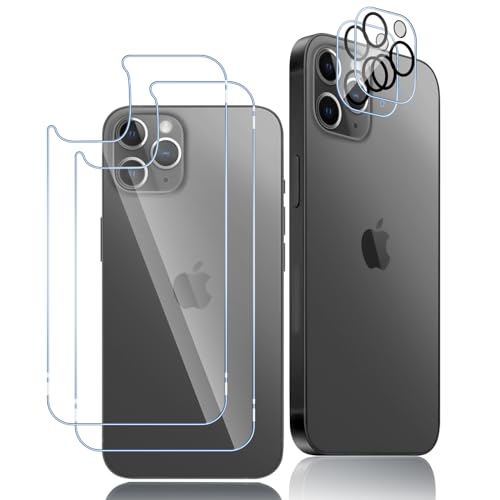 Oelrstfe Rückseite Schutzfolie für iPhone 11 Pro mit Kameraschutz [2+2 Stück],9H Härte Zurück Hinten Displayschutzfolie,Bläschenfrei Kratzfest Ultra-Transparent Back Displayschutz,Backcover Schutzglas von Oelrstfe