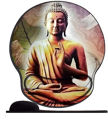 Gel Mauspad ergonomische Handgelenkauflage Religiöser Glaube Goldener Buddha Office Komfort Mousepad Handgelenkpolster Handauflage Gelkissen Gelpolster für Computer Laptop Notebook von OfFsum