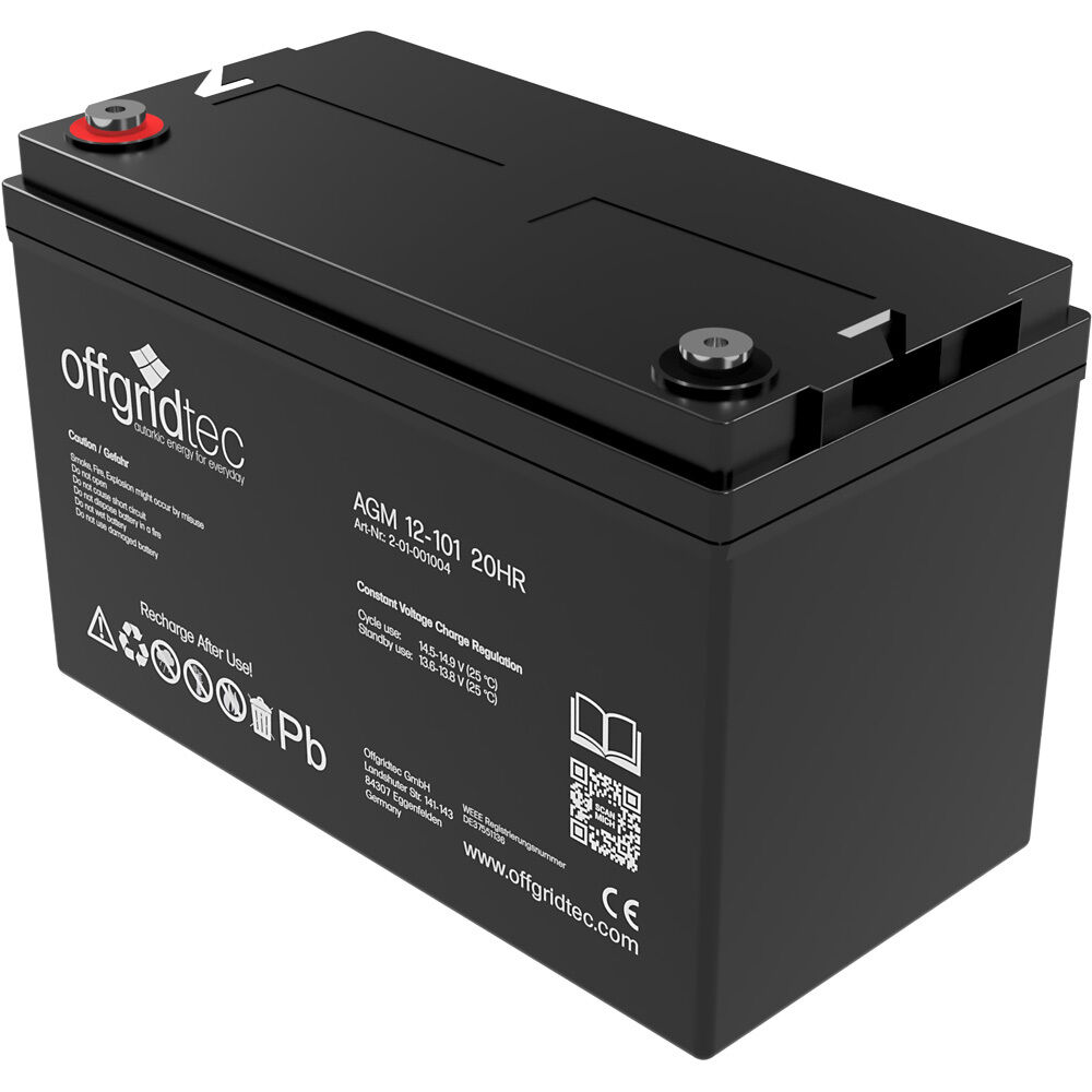 Offgridtec® AGM Akku 101Ah 12V Solar Batterie sehr zyklenfest von Offgridtec