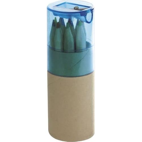 Packung mit farbigen Bleistiften aus Holz, 12 Stück im runden Kartonetui mit Spitzer. Maße Artikel (cm): Ø 3,5 x 10,5 cm. von OgniBene s.r.l.s.