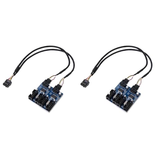 Ohewiiuk 2X Motherboard USB 9Pin Kopfzeile 1 Bis 4 Splitter Anschluss Multiplier 30Cm Verlängerungs Kabel von Ohewiiuk