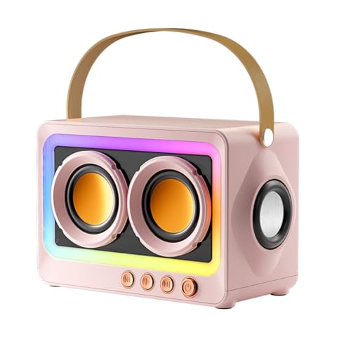 Ohewiiuk Tragbarer Bluetooth-Subwoofer-Lautsprecher, Kabellos, HiFi-Sound-Audiobox, Mini-Bluetooth-MP3-Lautsprecher, Kabellos, Rosa von Ohewiiuk