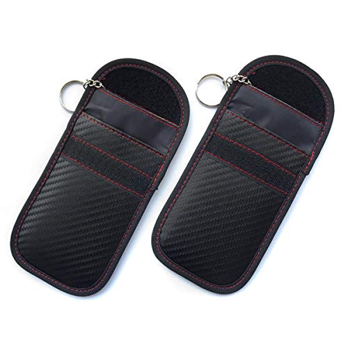 2 Stück Autoschlüsselschutz, tragbarer Signalblocker Autoschlüssel Faraday-Käfig Keyless Entry Fob Pouch RFID Blocking Bag mit Schlüsselanhänger Ring von OhhGo