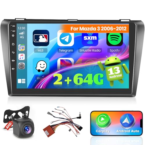 Ohradio 2G+64G Autoradio für Mazda 3 2006-2012 Radio Android GPS mit Wireless Carplay Android Auto Radio FM/RDS WiFi + Rückfahrkamera + MIC - Autoradio 2DIN 9 Zoll von Ohradio