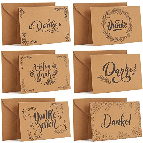 Ohuhu 36 Stück Dankeskarten mit Umschlägen und Aufklebe, Kraftpapier Danke Karte für Grußkarten für Geschenkkarten DIY Dankeskarten Geschenk, 10 x 15 cm, auf Deutsch von Ohuhu