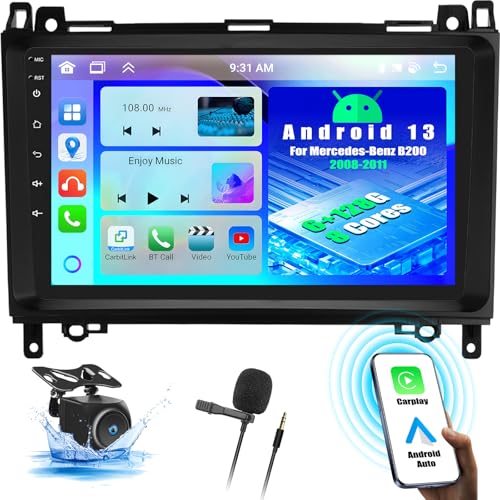 6+128G 8 Kern Android 13 Doppel Din Radio CarPlay Android Auto für Mercedes Benz Sprinter B200 W906 W639 AB Klasse W169 W245 2008-2011 Autoradio Mit Bildschirm 9 Zoll mit Bluetooth GPS FM RDS WiFi DSP von OiLiehu