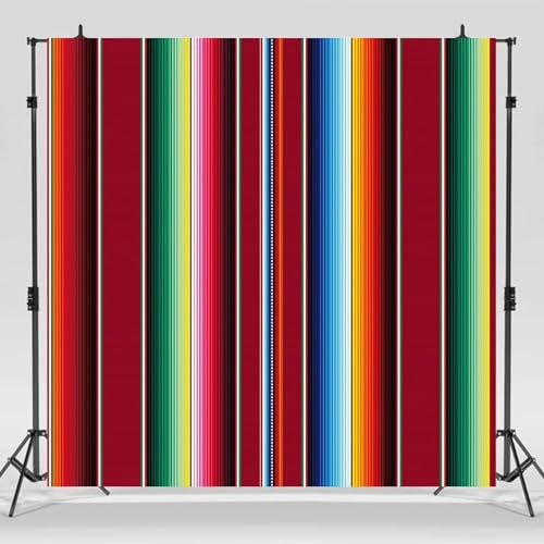 Mexikanisches Thema Fiesta Party Hintergrund Fotografie Hintergrund Bunte Streifen Muster Banner Vinyl Stoff 210X150cm von OkGoooDYY