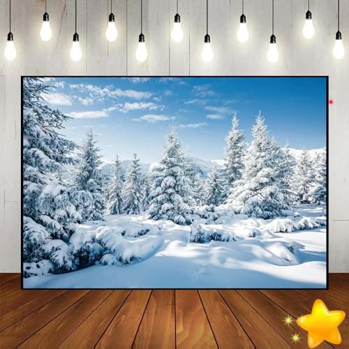 Winter Landschaft Weihnachten Wunderland Hintergrund Baby Dusche Vinyl Cust Geburtstag Hintergrund Party Fotografie Kulissen 240X180cm von OkGoooDYY