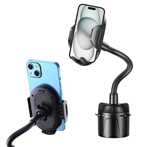 Okaymobile Handy Halterung Auto Getränkehalter Für Apple iPhone 15 14 13 12 11 X Xs XR SE 7 8 Pro Plus Max Verstellbar Halter Smartphone Halterung Cup Mount für KFZ Dosenhalter Becherhalter von Okaymobile