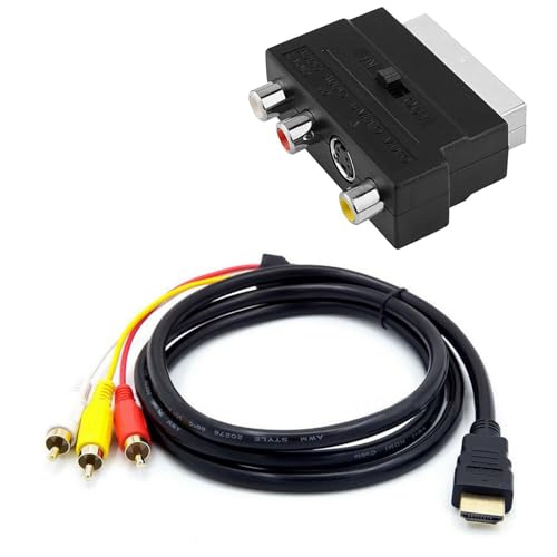 Okeeyseda 1080P -Kompatibles Stecker S-Video zu 3 AV Audio Kabel mit SCART zu 3 Phono Adapter von Okeeyseda