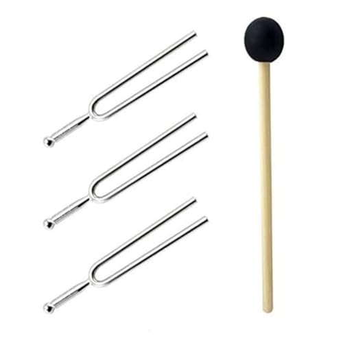 Okeeyseda 3er-Pack A440Hz Stimmgabel Aus Metall mit Silikonhammer, Standard A 440 Hz Stimmgerät für Violine und Gitarre, Musikinstrument von Okeeyseda