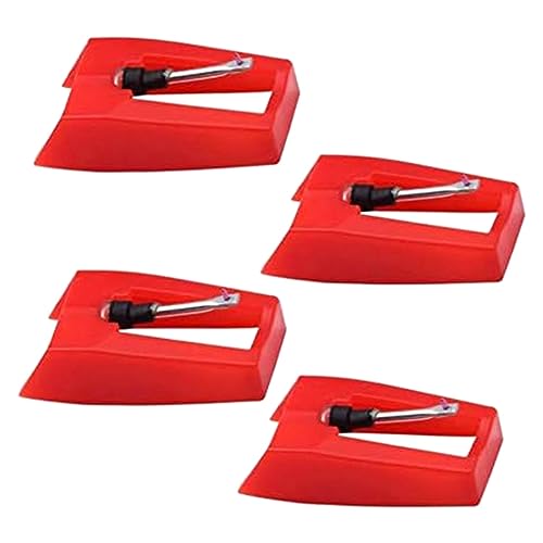 Okeeyseda 4er-Pack Ruby Plattenspieler-Nadel Plattenspieler-Stylus Ersatzzubehör Grammophon Vinyl-Schallplattenspieler-Stylus von Okeeyseda