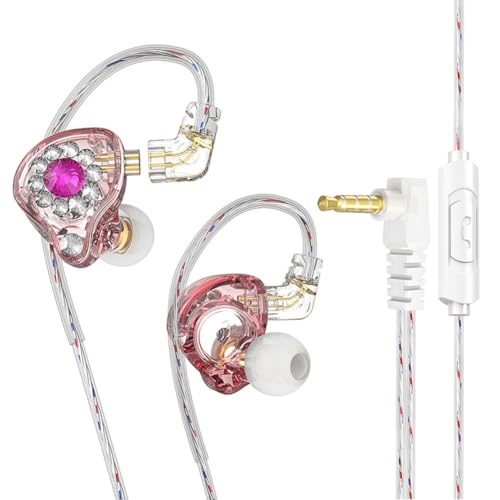 Okeeyseda In-Ear-Monitor-Kopfhörer, Ohrhörer, 11 Mm, PET-Verbundmembran, Dynamischer Ohrhörer, 3,5 Mm, Rosa, mit Mikrofon von Okeeyseda