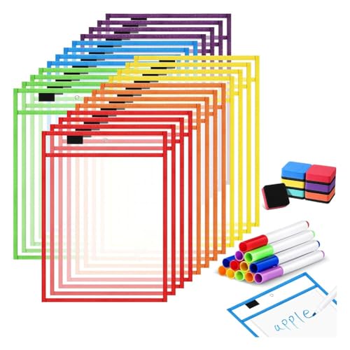 Okeeyseda Wiederverwendbare Dry Erase Pocket-Hüllen mit Dry Erase-Markern und Mini-Dry Erase-Hüllen für das Klassenzimmer Des Papierlehrers, Set 2 von Okeeyseda