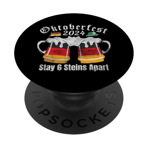 Oktoberfest 2024 6 Stein Apart Bier Oktober Lustig Trinken PopSockets mit austauschbarem PopGrip von Oktoberfest 2024 6 Stein Apart Beer October Party