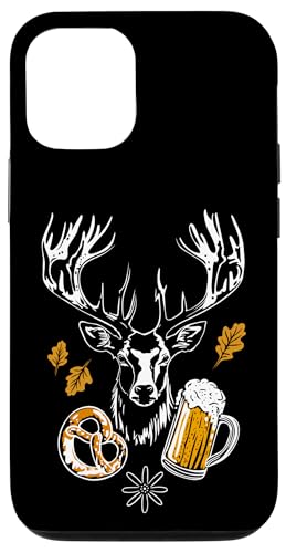 Hülle für iPhone 14 Hirsch mit Hirschgeweih Bier und Brezel Oktoberfest Tracht von Oktoberfest Designs by Christine Krahl