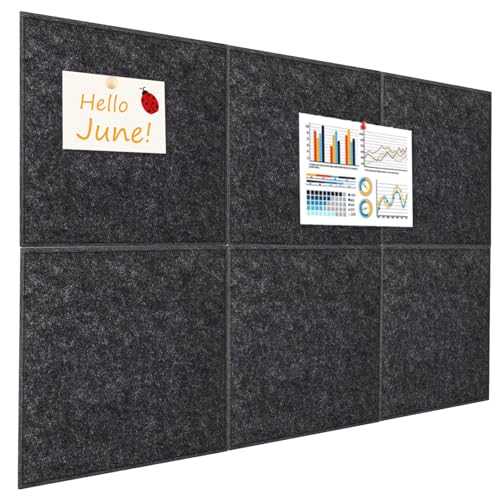 Okydoky Filz Pinnwand Selbstklebend, 30x30 cm, 6 Stück Bulletin Board Keramikfliese visuelle Pinnwände, Korkbrett, Filz-Pinnwände für Home Office Klassenzimmer Wanddekoration(DU GY-3030, 6pc).DE von Okydoky