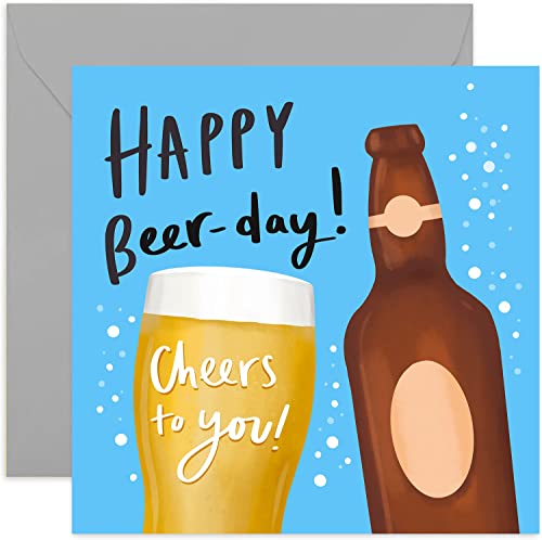 Old English Co. Geburtstagskarte für Männer, mit englischer Aufschrift "Happy Beer Day", für Bruder, Sohn, Neffe, blanko Innenseite und Umschlag im Lieferumfang enthalten von Old English Company