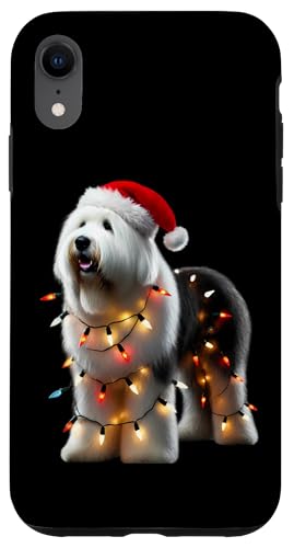 Hülle für iPhone XR Old English Sheepdog Weihnachtsmütze, Weihnachtsbeleuchtung, Hundebesitzer von Old English Sheepdog Christmas Products