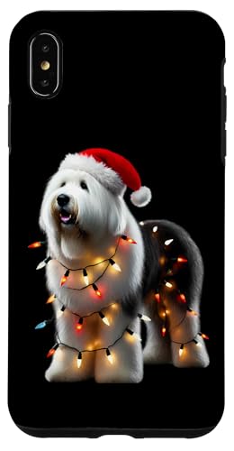 Hülle für iPhone XS Max Old English Sheepdog Weihnachtsmütze, Weihnachtsbeleuchtung, Hundebesitzer von Old English Sheepdog Christmas Products