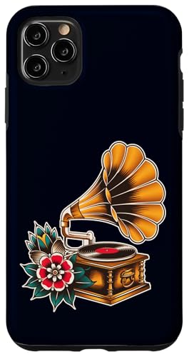 Vintage Grammophone Plattenspieler Old School Tattoo Retro Hülle für iPhone 11 Pro Max von Old School American Tattoo Art, Music Lover Gift