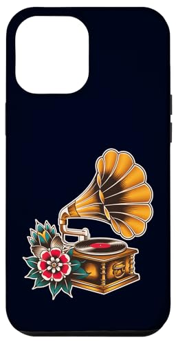 Vintage Grammophone Plattenspieler Old School Tattoo Retro Hülle für iPhone 12 Pro Max von Old School American Tattoo Art, Music Lover Gift