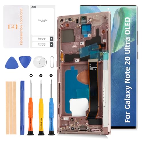 Olivechard Für Samsung Galaxy Note 20 Ultra 17,2 cm (6,8 Zoll) (nicht OEM 17,5 cm) Displaygröße OLED-LCD-Display + Mystic Bronze-Rahmen N985 N986 LCD Bildschirm Display Ersatz Touch Digitizer Assembly von Olivechard