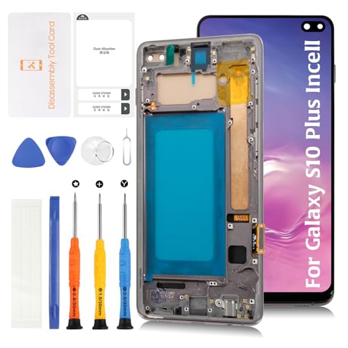 Olivechard InCell S10 Plus Display Bildschirm Ersatz für Samsung Galaxy S10 Plus mit mitternachtsschwarzem Rahmen G975F/DS G975U G975W LCD Bildschirm Touch Digitizer Montage (ohne Fingerabdruck) von Olivechard