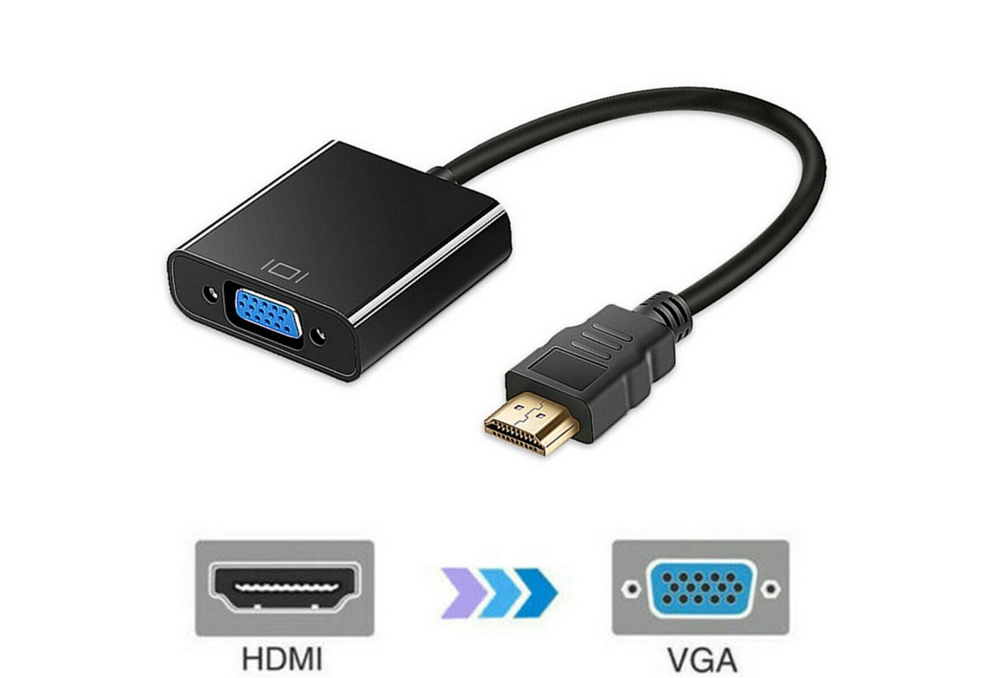 Olotos HDMI Auf zu VGA Stecker HD 1080p Adapter Konverter Audio Video Kabel HDMI-Adapter, für Computer, Desktop, Laptop, PC, Monitor, Projektor, HDTV, Xbox von Olotos