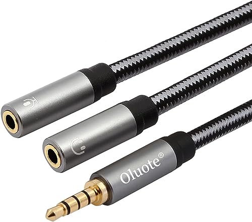 Oluote 3.5 mm Y Klinke Adapter Headset Splitter, TRRS Adapter mit Vergoldeter Kontakte Audio Aux Kopfhörer Kabel für Smartphone, MP3 Player und Kopfhörer (5M) von Oluote