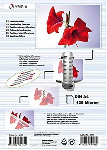 OLYMPIA Laminierfolie 25 X DIN A4 125 Mikron von Olympia