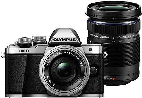 Olympus OM-D E-M10 Mark II Kit, Micro Four Thirds Systemkamera (16 Megapixel, 5-Achsen Bildstabilisator, elektronischer Sucher) + M.Zuiko 14-42mm EZ Zoomobjektiv + M.Zuiko 40-150mm Telezoom, silber von Olympus